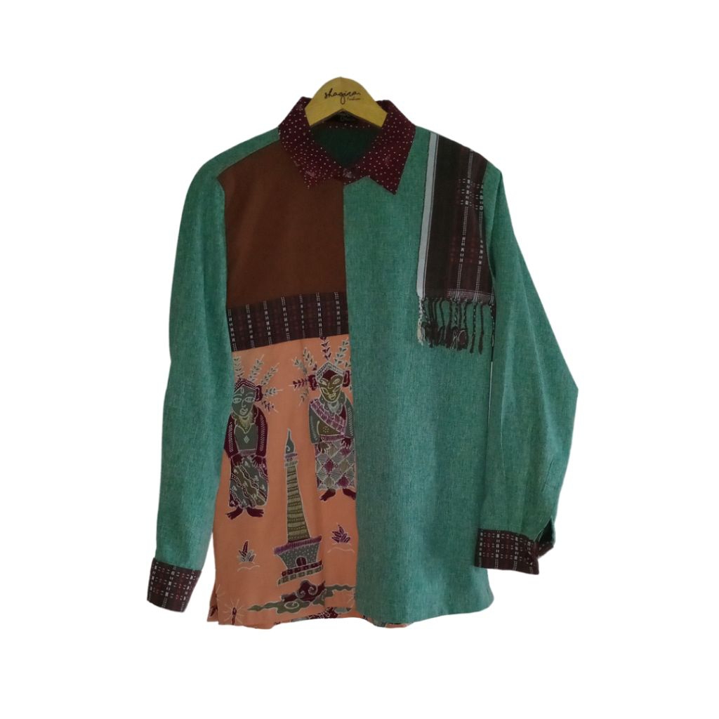 Kemeja Batik Pria Lengan Panjang - Tenun Baduy x Batik Betawi