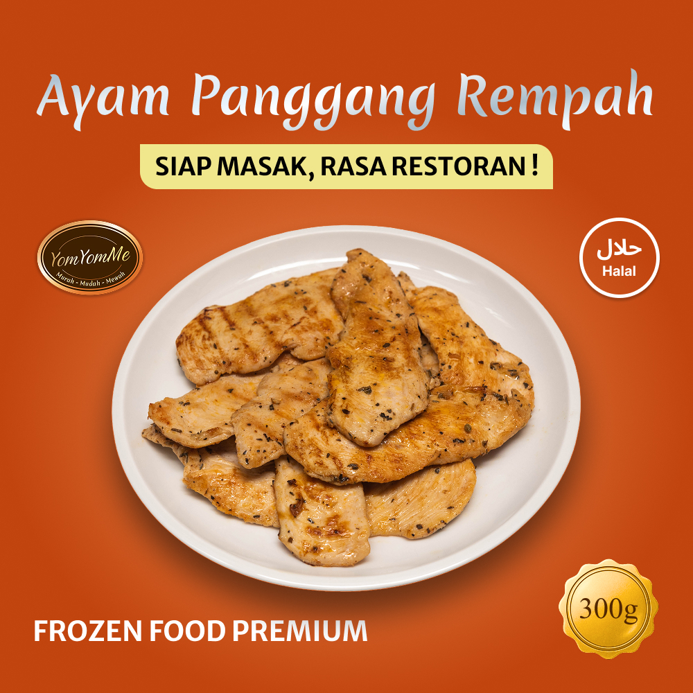 

YomYomMe Ayam Panggang Rempah Frozen Food - 3 porsi - 300g - Ayam Fillet Dada