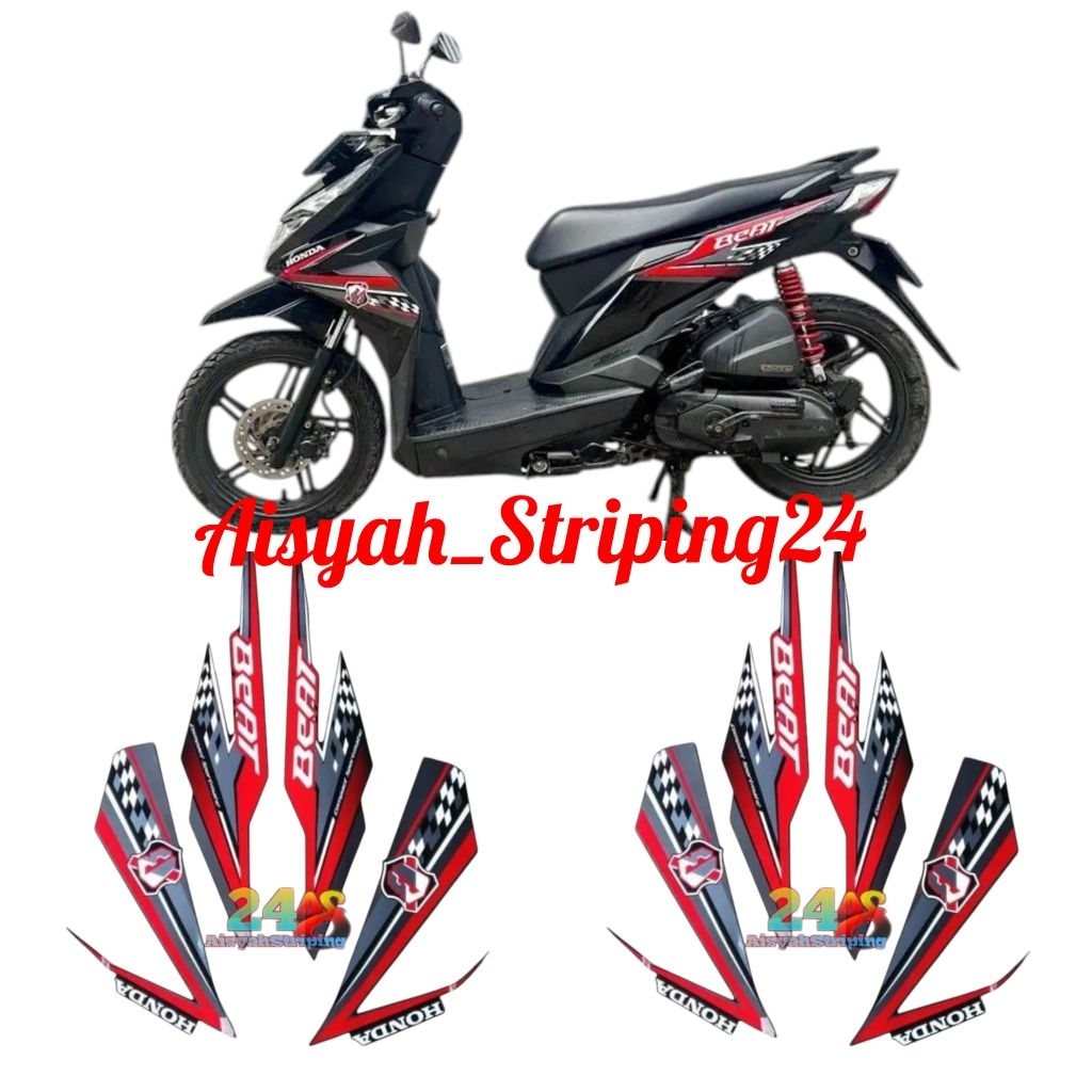 stiker sticker striping lis bodi motor honda beat esp 2018 hitam