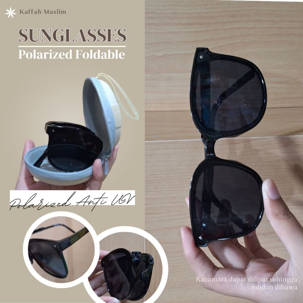 Kacamata Sunglasses Lipat Anti UV Anti Silau Free Box Kacamata