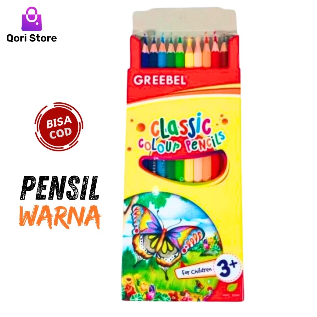 

Qori Store - Classic Colour Pencils Isi 12pcs / Pensil Warna Greebel / Color Pencils Isi 12pcs / Pensil Mewarnai
