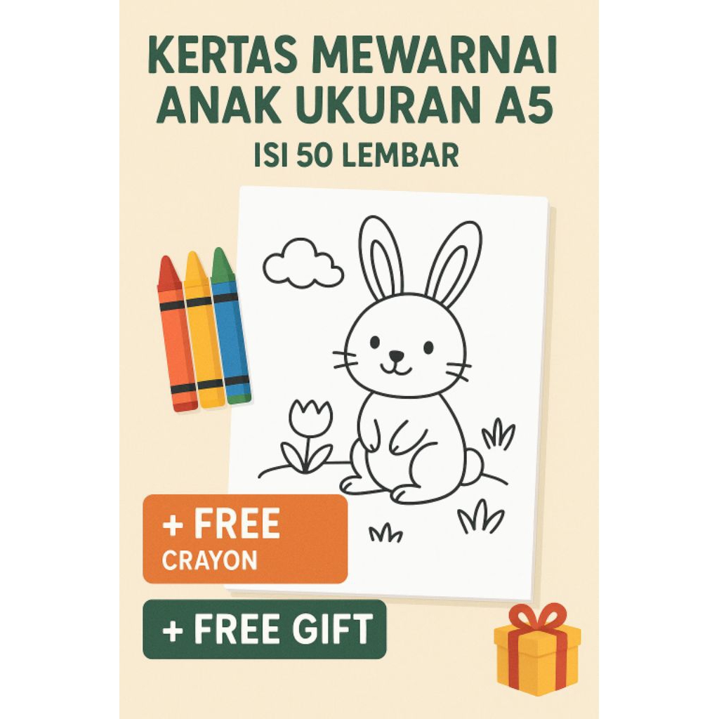 

PAKET HEMAT! 50 Lembar Kertas Mewarnai + GRATIS Crayon & Hadiah!