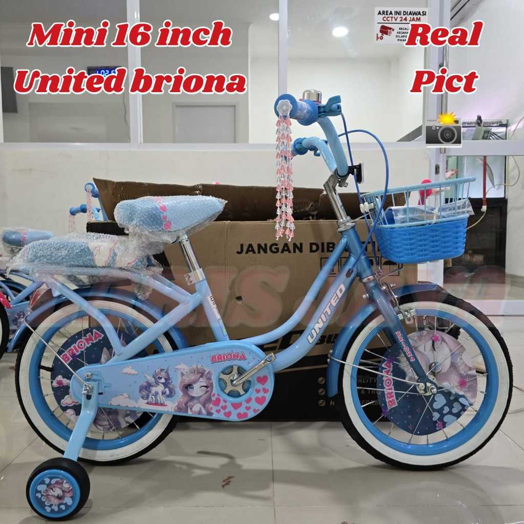 Sepeda Anak Perempuan mini 16 inch  UNITED BRIONA Dan United Berbie Keranjang  BY UNITED TERBARU