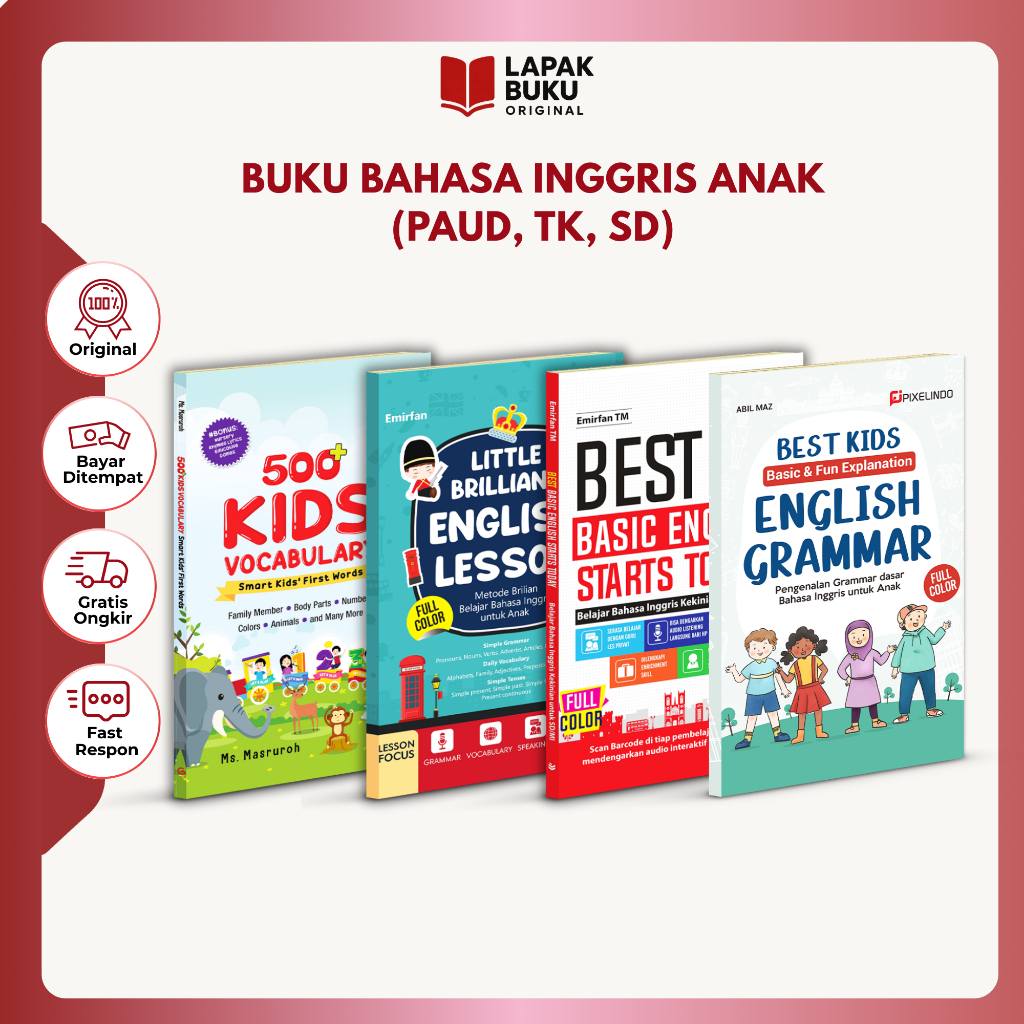 Buku Bahasa Inggris Anak : Belajar Kosakata & Percakapan Dasar (Untuk TK - SD)