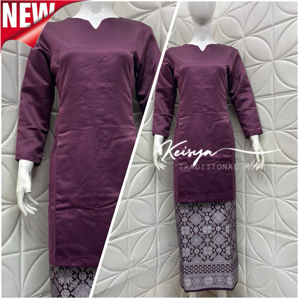 Set Baju Kurung Melayu Wanita/Stelan Baju Melayu/Baju Polos Malay
