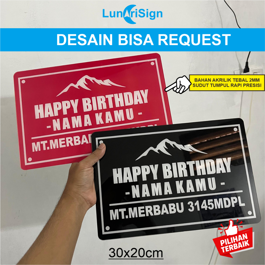 PLAKAT AKRILIK PAPAN GUNUNG CUSTOM DESAIN