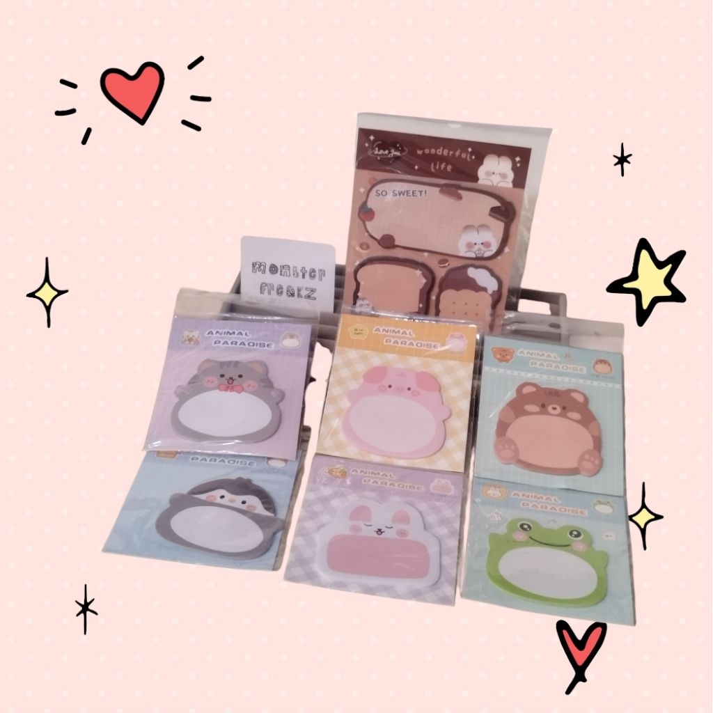 

Cute Animals Sticky Notes | Label Memo Tempelan Buku Lucu Motif Binatang