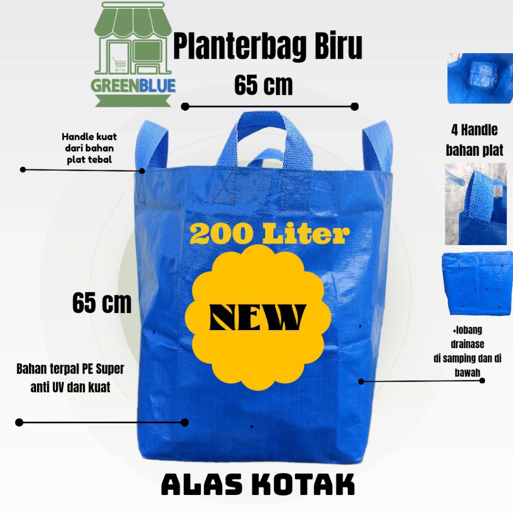 Planterbag Biru 200 liter pot tanaman pot terpal PE super