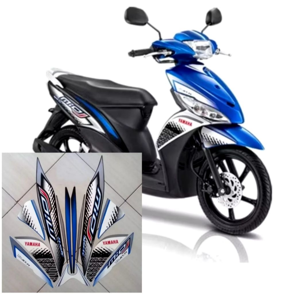 Stiker Striping Lis Body Motor Mio J 2013 2014 Warna Biru
