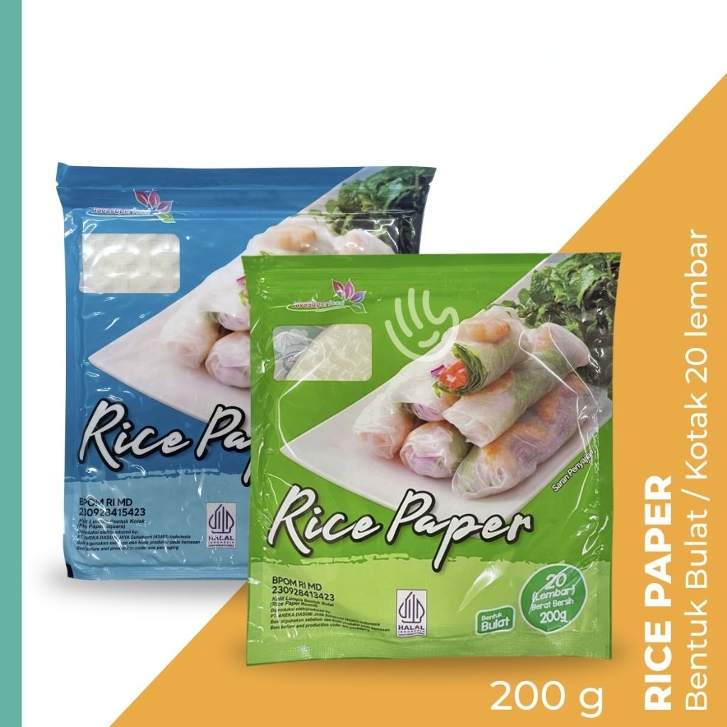 

Rice Paper Bulat (Hijau) / Kotak (Biru) 200 gr isi 20 lembar - Kulit Lumpia Vietnam