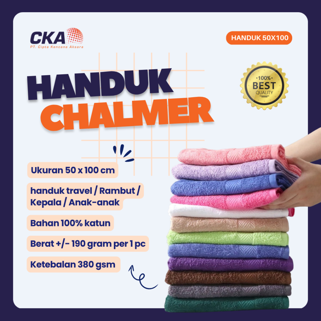 Custom Bordir Handuk Chalmer 50 x 100 cm