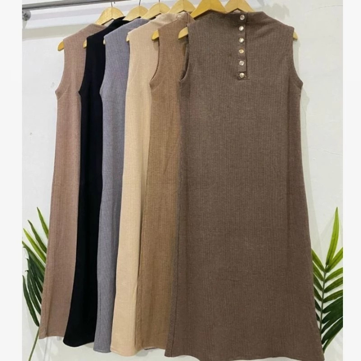 INNER KNIT IMPORT KUYIFEI || GAMIS MIDI TANPA LENGAN | INER KUTUNG / INNER DRESS TANPA LEMANGAN