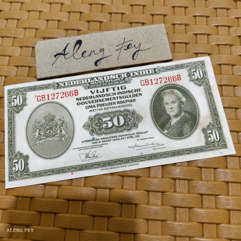 uang kuno 50 Gulden Nica 1943