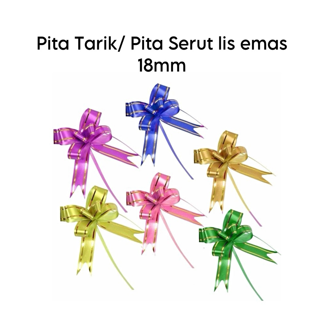 

(isi10)Pita tarik/Pita Serut/Pita Parcel Lis Emas 18mm pita souvenir hadiah(s3)