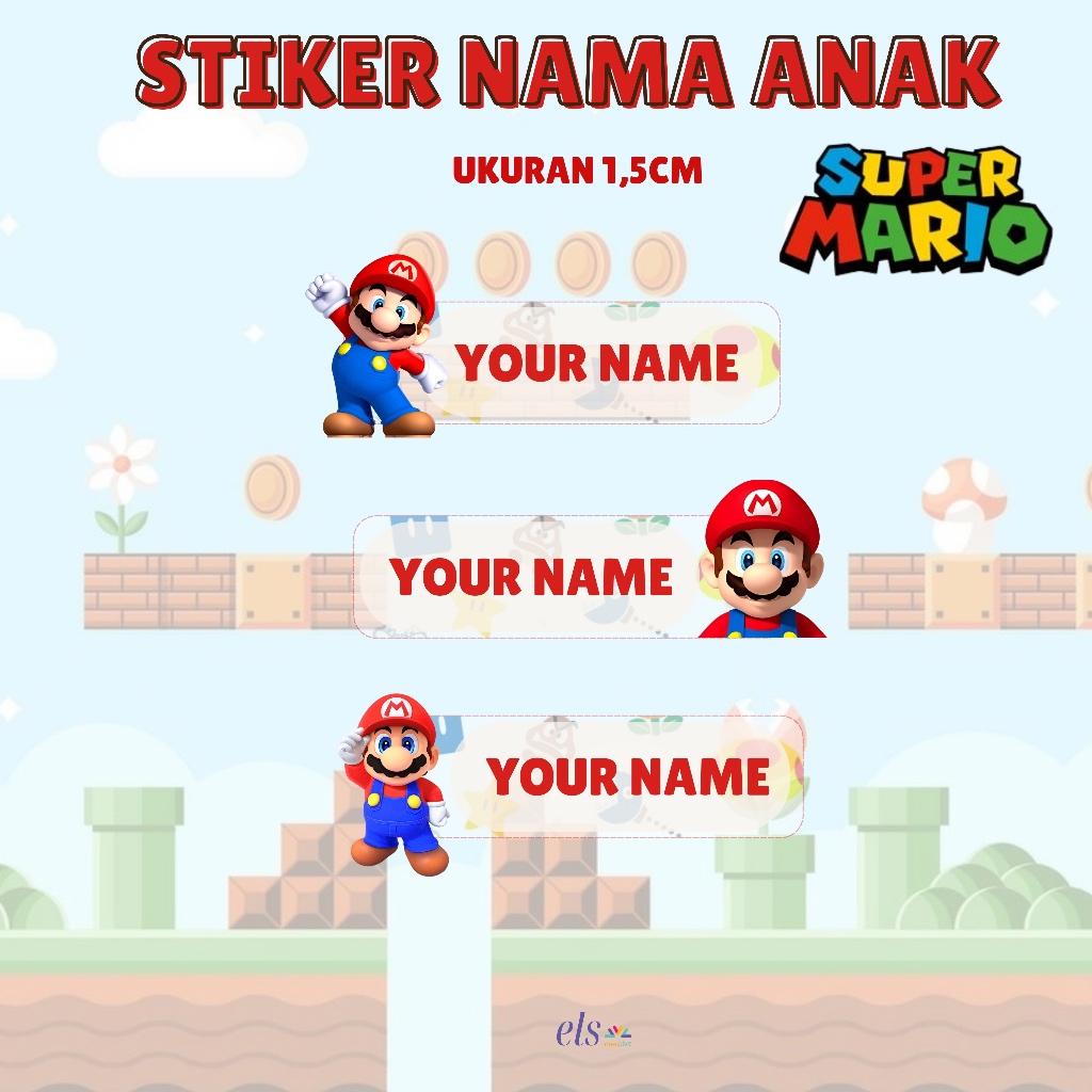 

Sticker Label Nama Anak Super Mario Stiker Pack Fast PO Premium Quality Print Waterproof Oilproof Anti Luntur Promo Termurah Bandung Ready