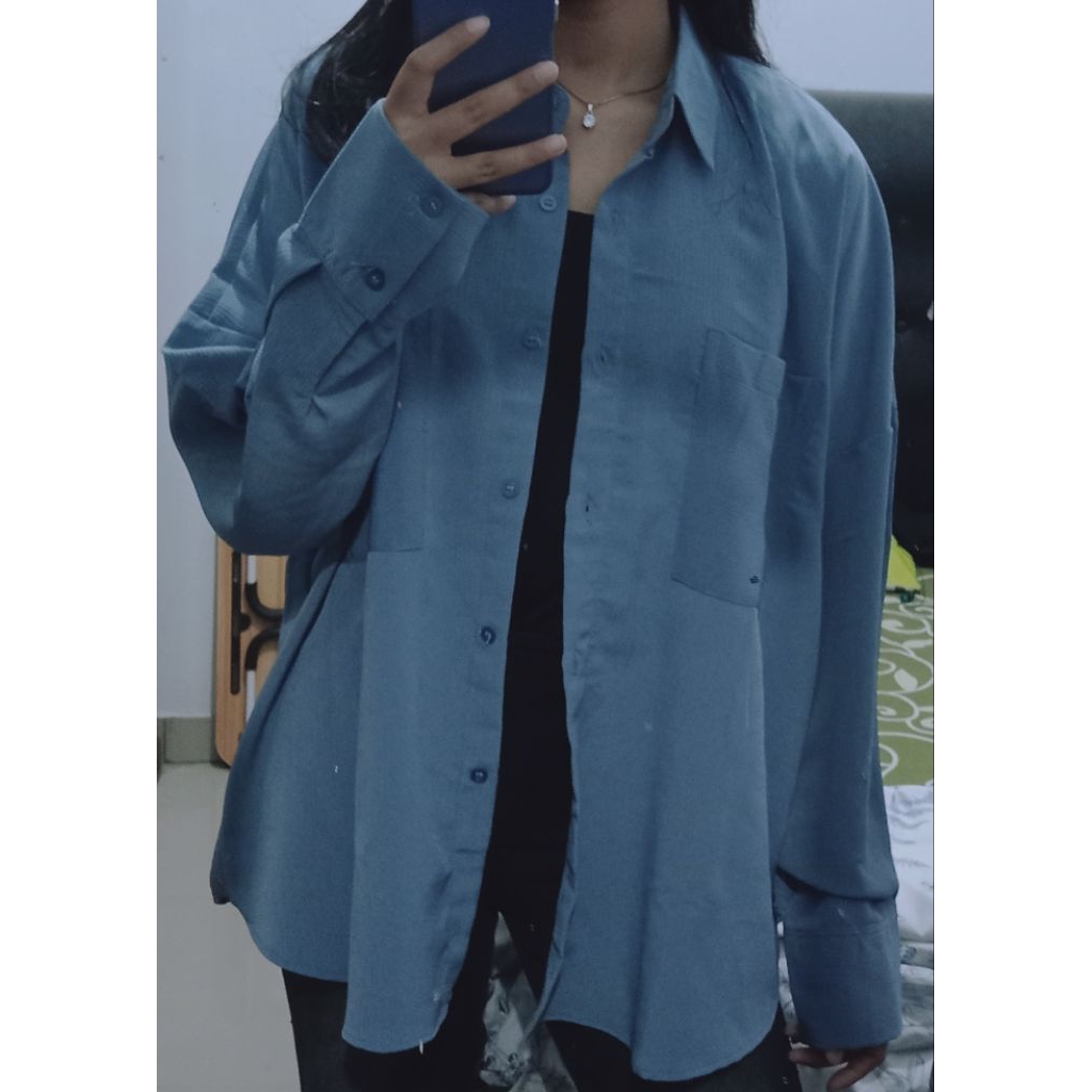 kemeja denim oversize