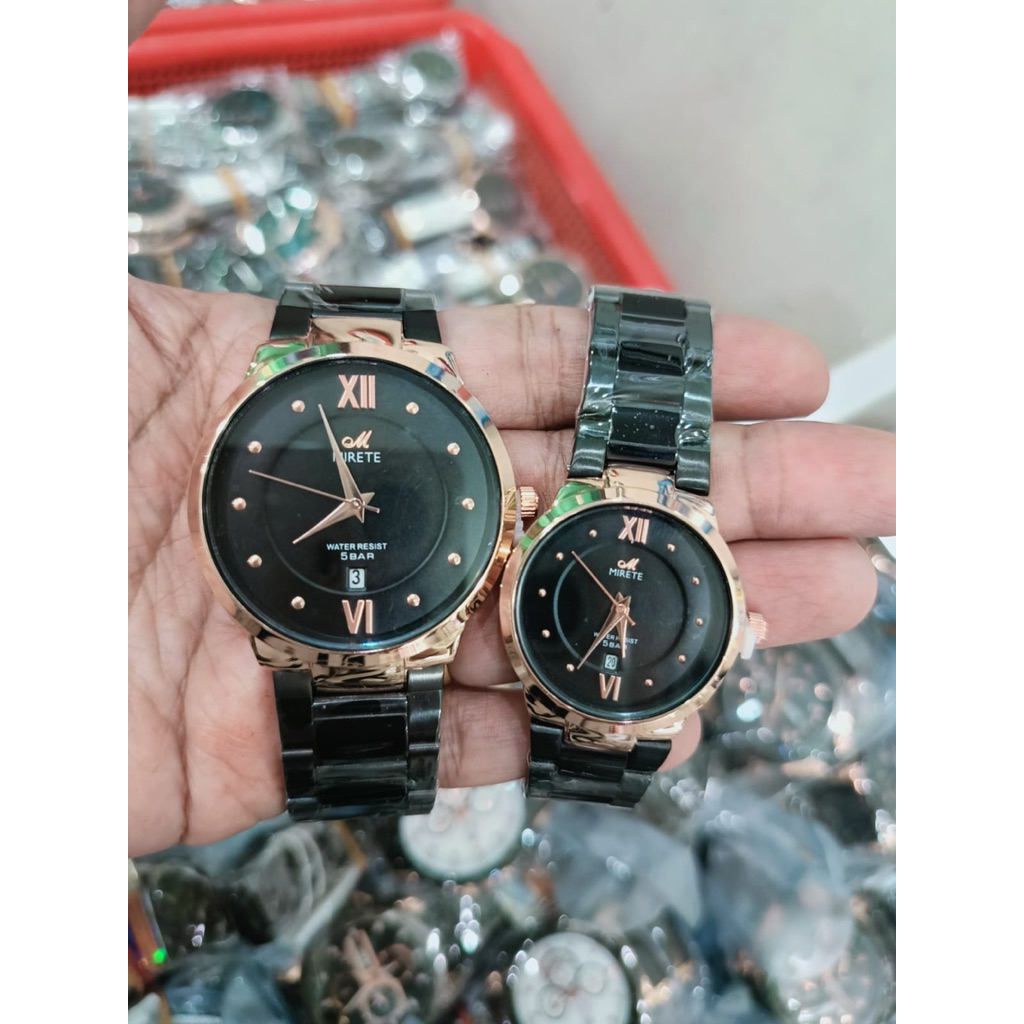 JAM TANGAN MIRETE ORIGINAL RANTAI SILVER TGL COUPLE WATER RESISTAN
