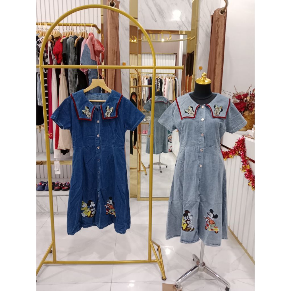 Dress jeans mickey bordir Import BKK