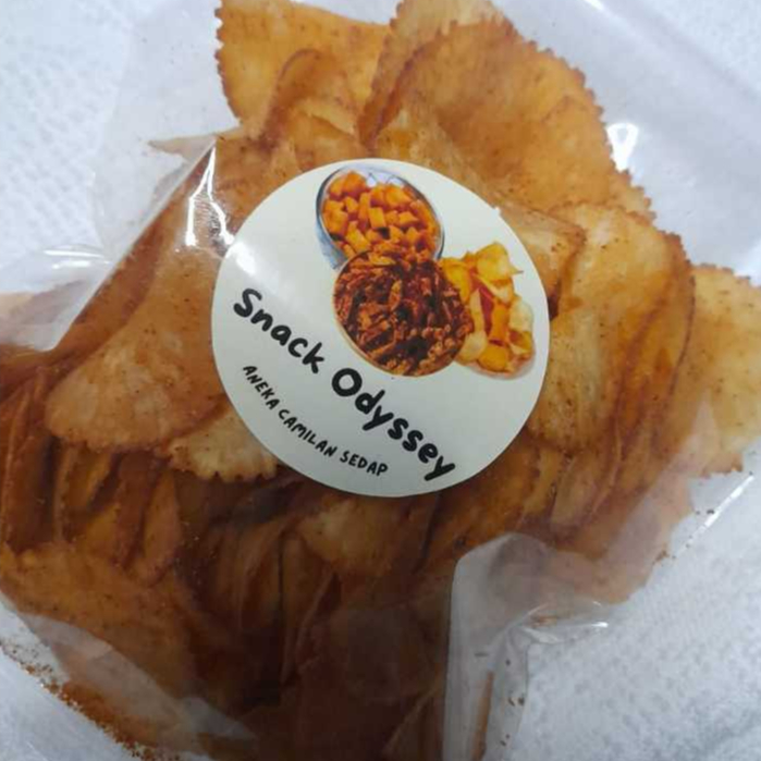 

Snack Odyssey Keripik Singkong Pedas Gurih - Keripik Singkong Jadul Pedas 150 gr