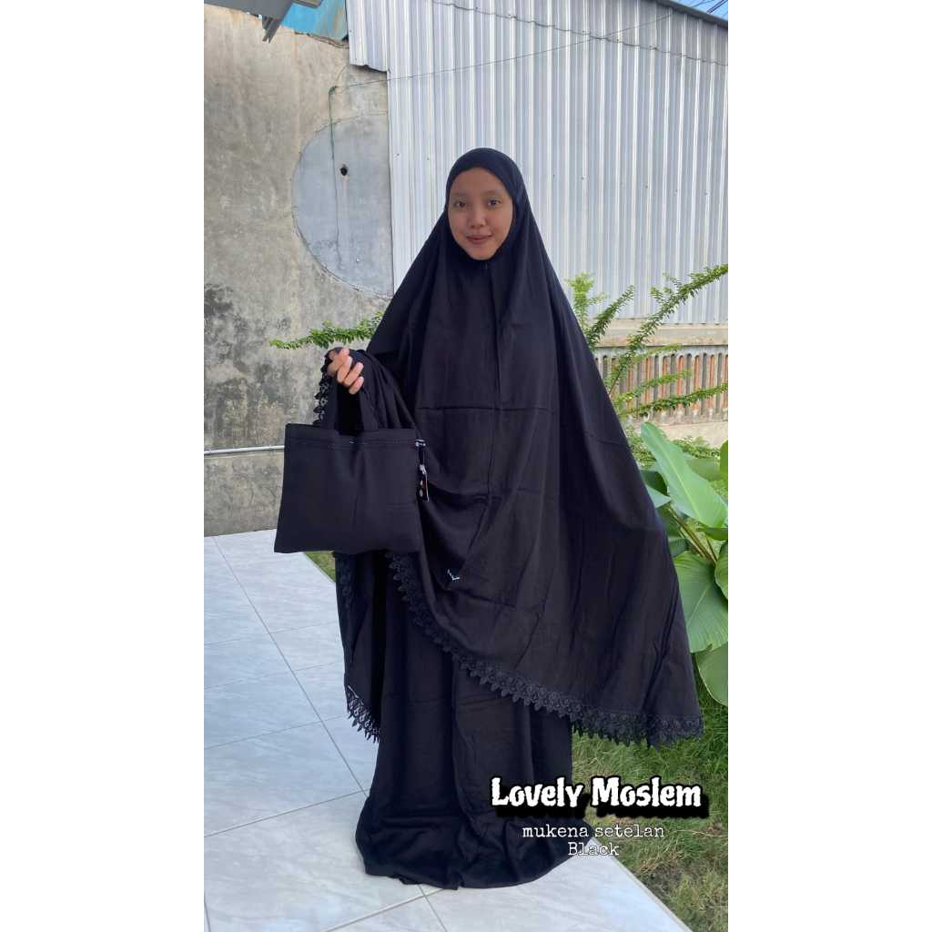 MUKENA ELSYANA / MUKENA RAYON HITAM / MUKENA SETELAN HITAM / MUKENA SETELAN DEWASA / MUKENA HITAM PO