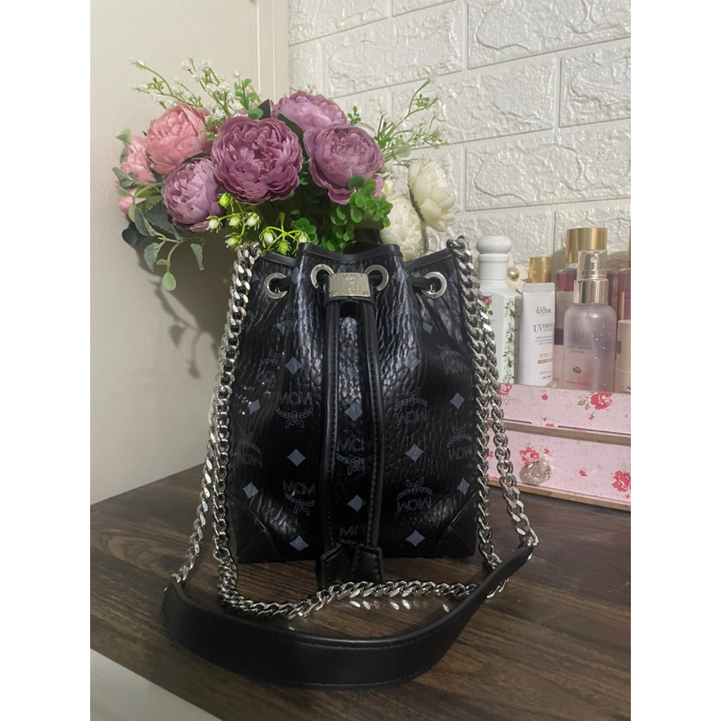 Tas MCM LIMITED EDITION Drawsting bag black hitam Bucket PL