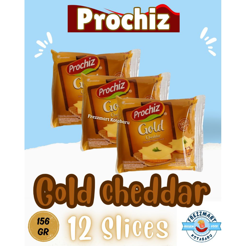

Prochiz Gold Cheddar 12 Slices Keju Lembaran 156 GR Frezzmart Kotabaru
