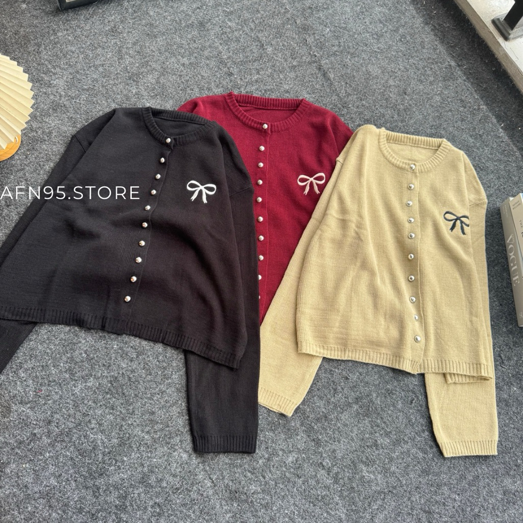 IMELDA CARDY - KNIT RIBON CARDIGAN RAJUT PITA SATU BORDIR CARDIGAN FULL BUTTON PREMIUM