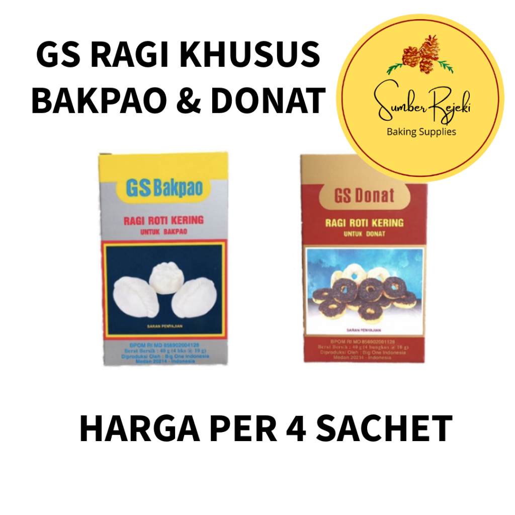 

GS Bakpao & GS Donat Ragi Khusus Bakpao Donat ISI 4 SACHET 10 Gr