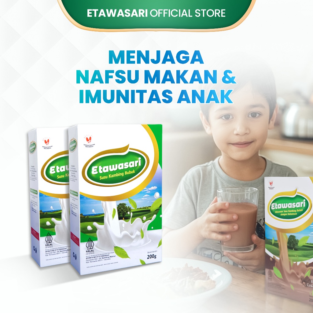 

Susu Etawasari Menjaga Nafsu Makan dan Imunitas Anak - 200 Gram (2 box)