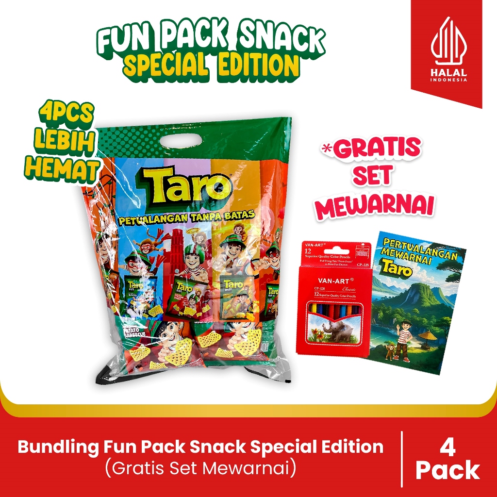 

BUNDLING- 4 Fun Pack Snack Spesial Edition-Paket Hampers Anak-(Gratis Set Mewarnai Lengkap)