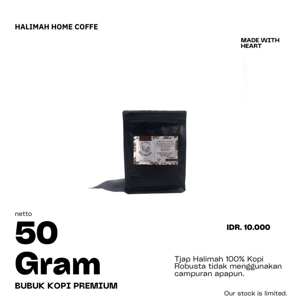 

BUBUK KOPI ROBUSTA TJAP HALIMAH 50 Gram