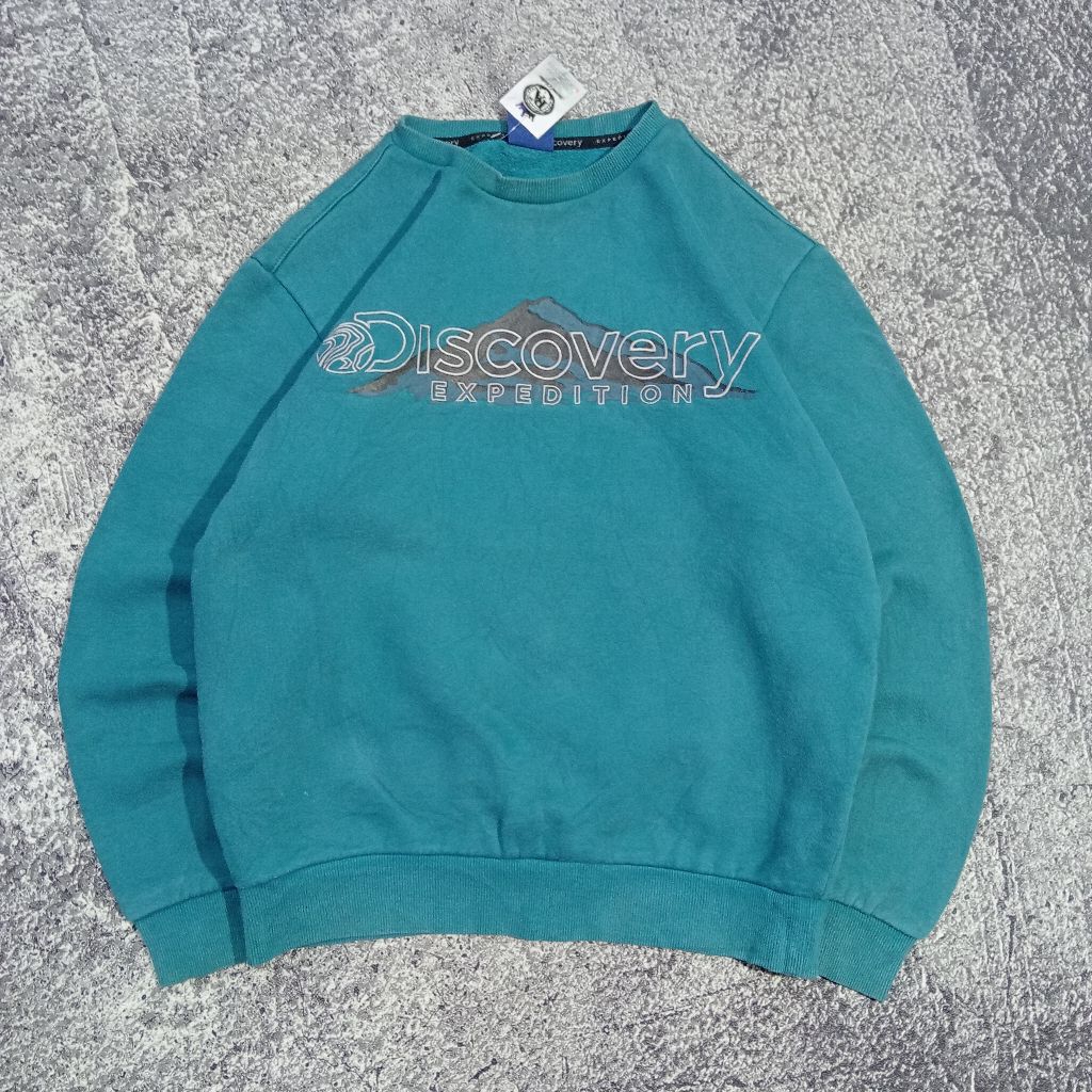 Jaket sweater crewneck DISCOVERY big logo sablon bagus size L