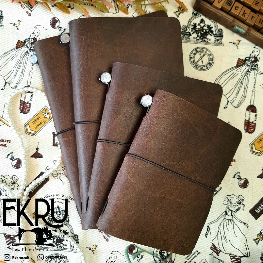 

A5 • REGULAR • A6 • PASSPORT - LATTE VINTAGE - GENUINE LEATHER COVER TRAVELERS NOTEBOOK MIDORI JOURNAL KULIT ASLI