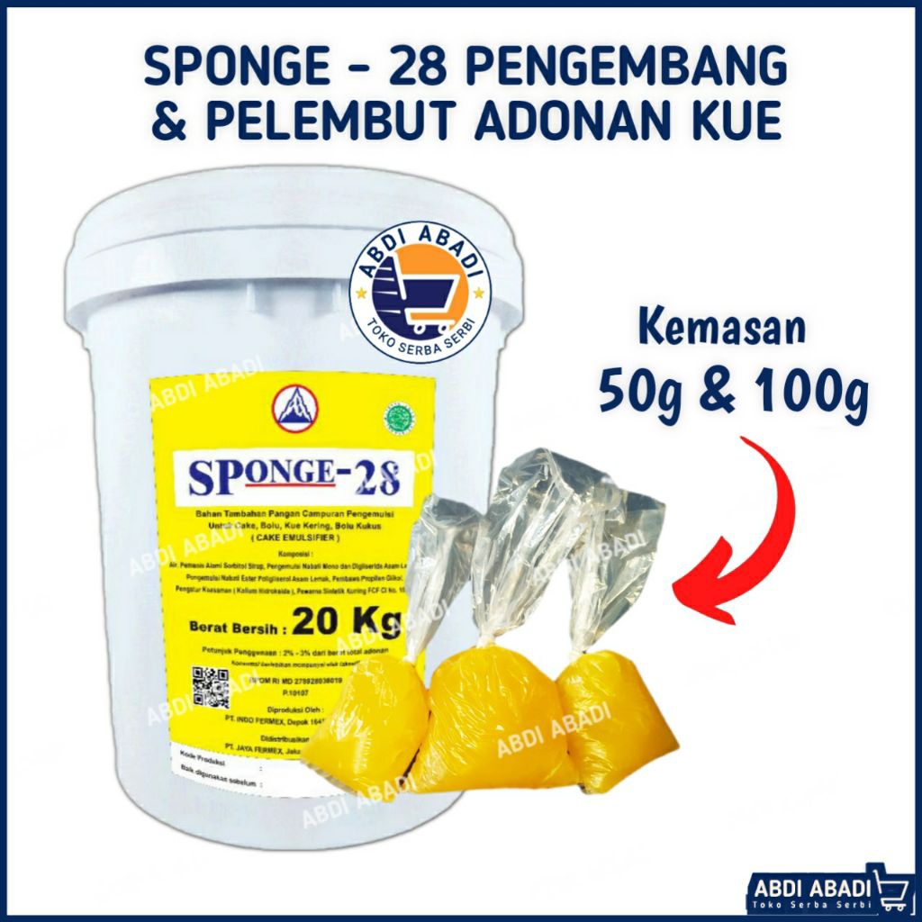 

Sponge 28 Cake Emulsifier Kemasan 50gr & 100gr Cake Improver SP 28 Pengembang dan pelembut kue