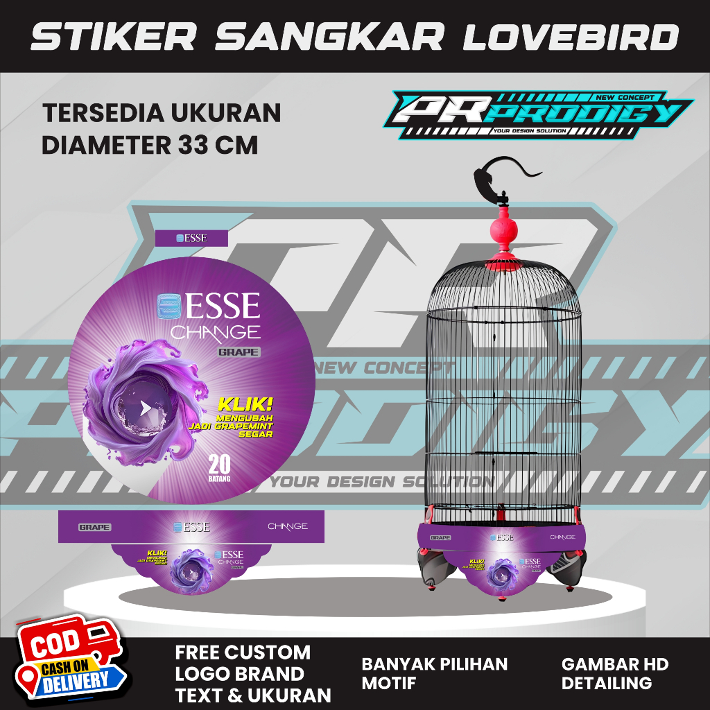 ALL MOTIF STIKER DECAL SANGKAR LOVEBIRD TEBOK KANDANG BULAT