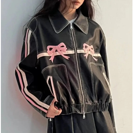 YorJ.id • Jaket Kulit Wanita Pita Pink Trend Kekinian