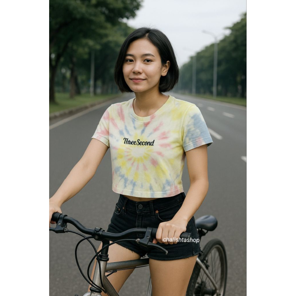 3SECOND - Kaos Wanita Tshirt Lengan Pendek Crop Top 311121 Putih