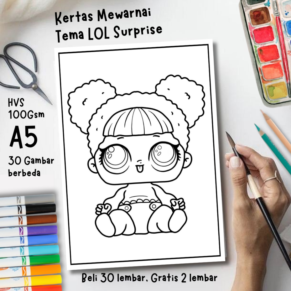 30 Gambar Kertas Mewarnai Anak TK SD Tema LOL Surprise A5