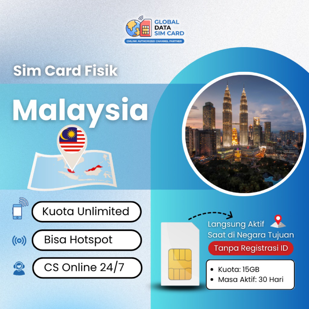Sim Card Malaysia Unlimited Data Internet 15GB | CMlink Global Data Sim Card Internet Destination Ma