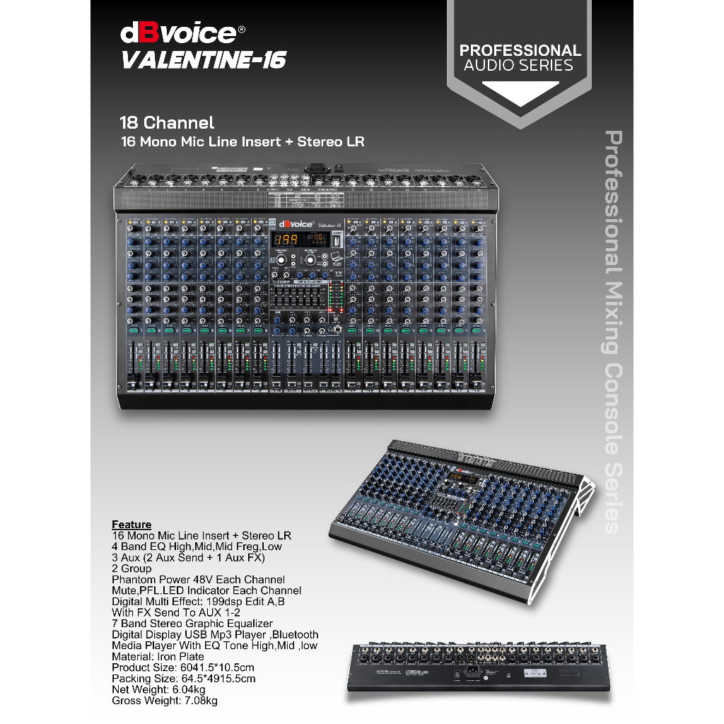VALENTINE-16 MIXER 16 CHANNEL DBVOICE ORIGINAL / MIXER 16 CHANNEL / VALENTINE16 DBVOICE