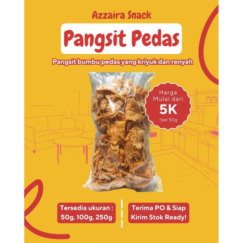 

PANGSIT BUMBU PEDAS UKURAN 50gr / 100gr / 250gr | CEMILAN KILOAN | SNACK KRIUK