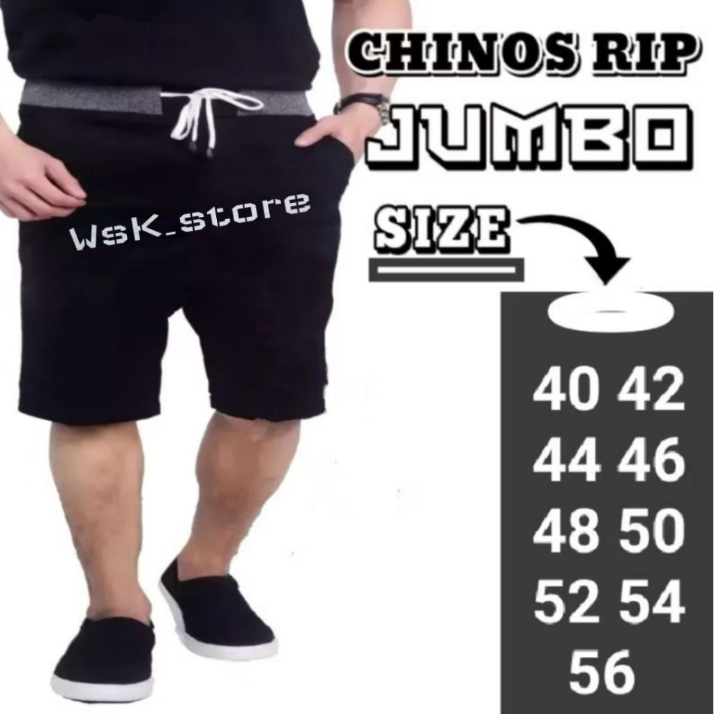 Promo Celana Pendek pria Jumbo Pinggang Karet Rip Celana Jumbo Pria Big Size Celana Cinos