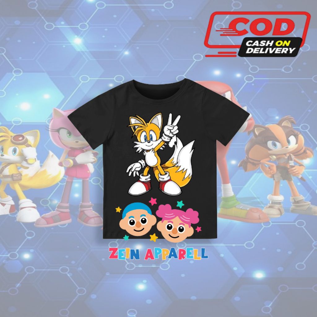 Kaos Anak Animasi Sonic / Baju Anak Animasi Sonic / Fashion Anak Animasi Sonic