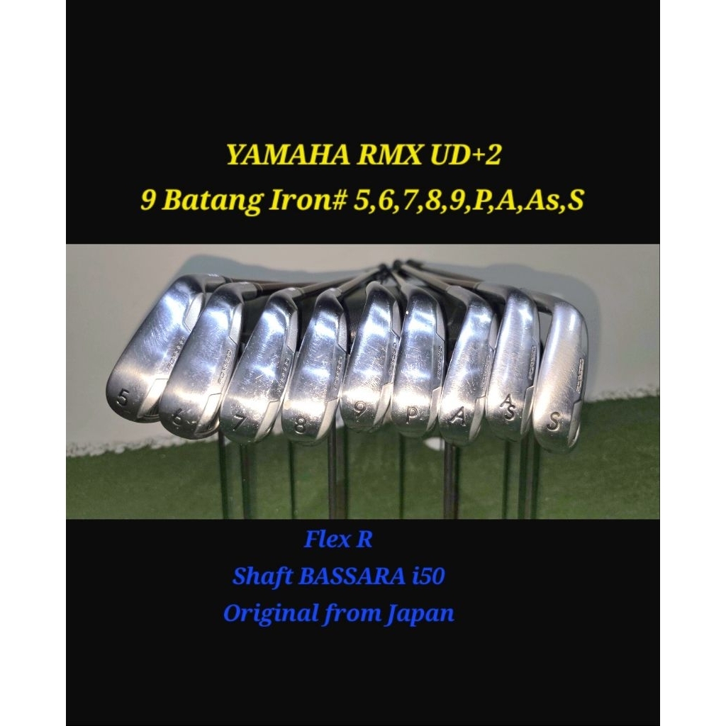9 Batang Stik Golf Iron Set Yamaha RMX UD+2 Iron# 5,6,7,8,9,P,A,As,S Flex R Shaft Bassara i50xct Sek