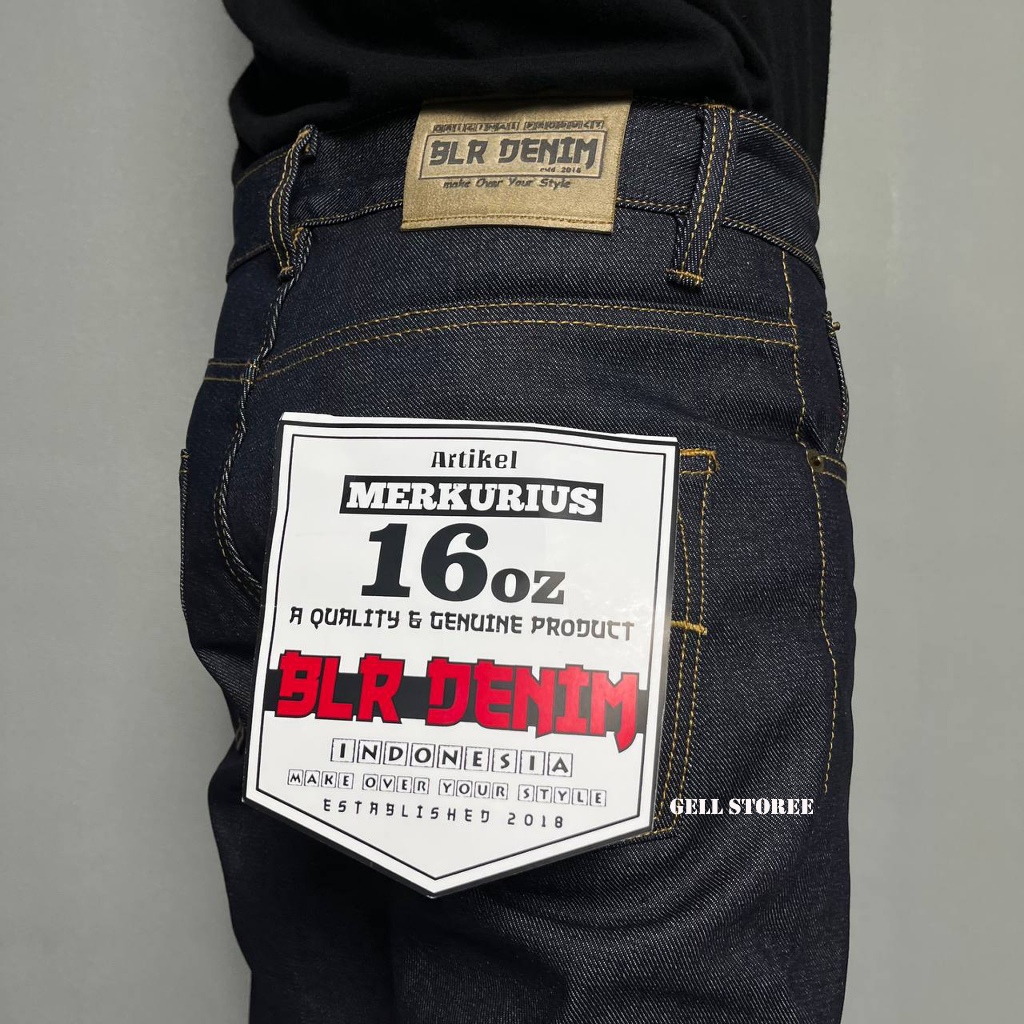 BLR DENIM - Celana Denim 16oz Selvedge Accent Sanforized Black indigo Artikel Markurius
