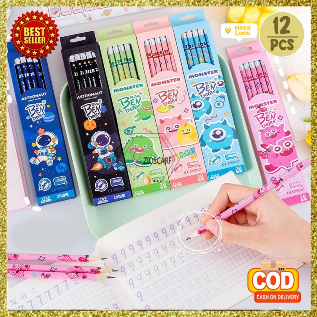 

Pensil 2B 1 Lusin Pensil Kayu Motif Kartun Warna Lucu Isi 12 Pcs Alat Tulis Sekolah Kekinian