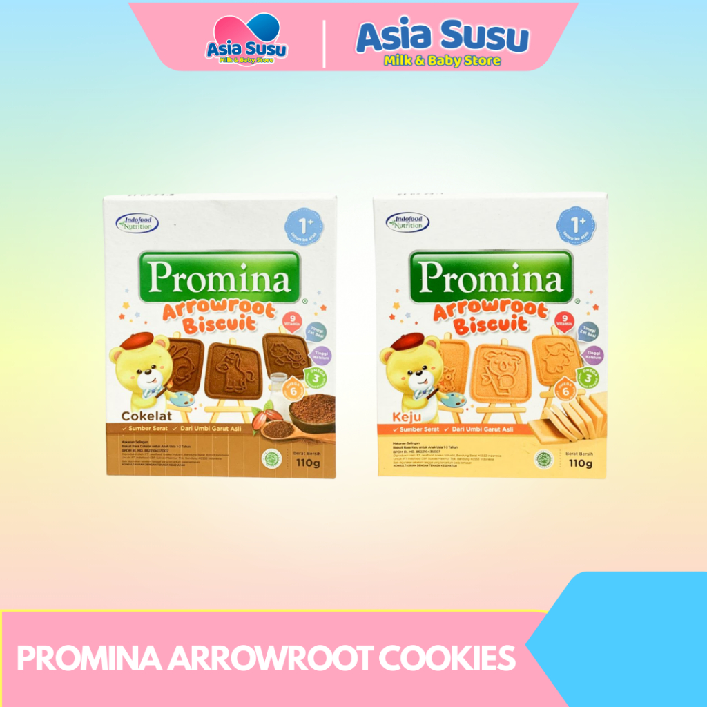 PROMINA - Arrowroot Biskuit Rasa Susu, Keju, Coklat 110gr Cemilan Cookies Bayi / Camilan Bayi