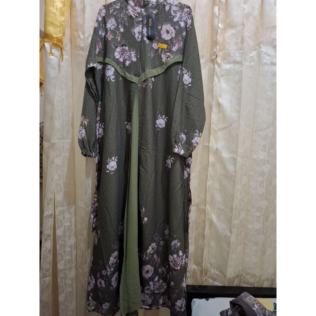 Gamis Hijau bunga geka collection