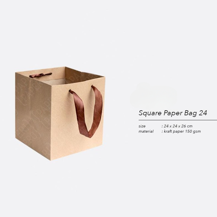

Paper Bag Square 1 Pcs Ukuran 24 x 24 x 26 Cm Shopping Bag Coklat untuk Box Kue Tas Jinjing Kotak Polos