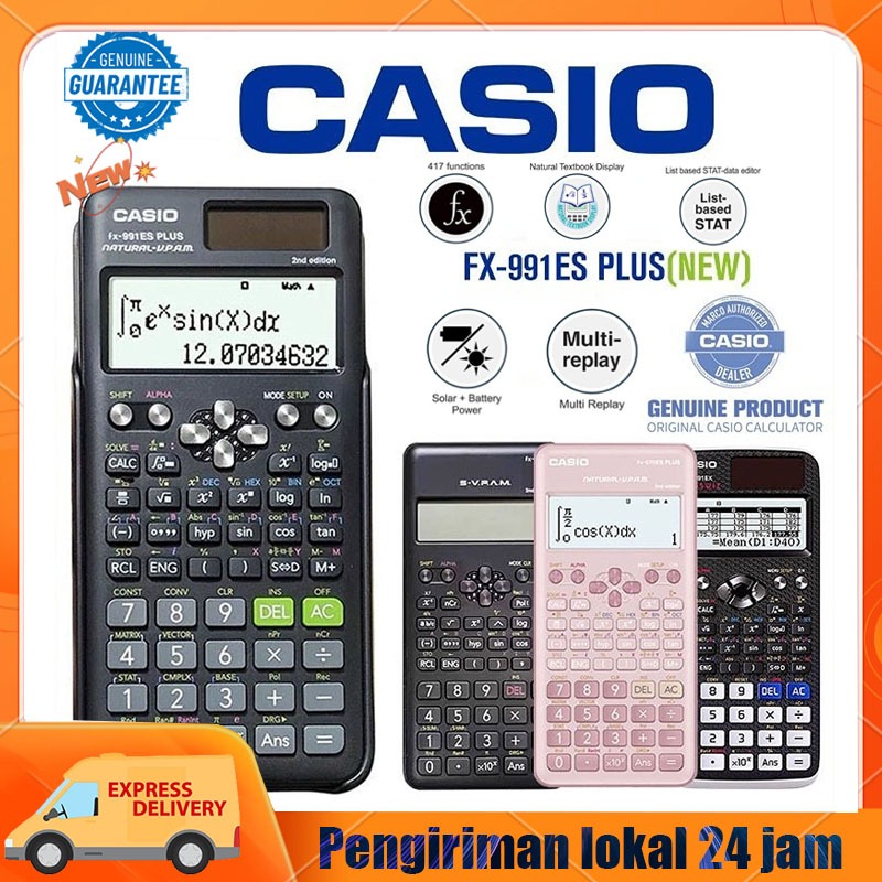 

Casio Calculator Fx-991ES plus Pocket 12 Digit Casio Scientific 417 Fungsi/Dua Sumber Tenaga Baterai Dan Tenaga Matahari/40 Konstanta Rumus